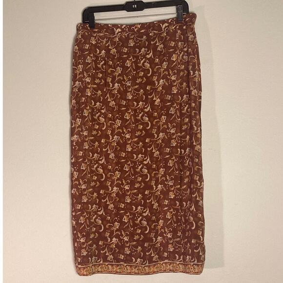 Vintage Silk Skirt Set Floral Blouse & Midi Jennifer Moore 90s ~ Sz 12/14 fits 8 - Picture 7 of 11